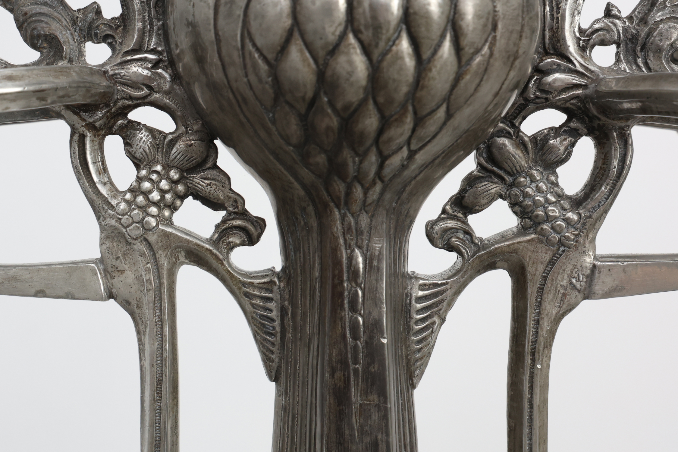 Art Nouveau tin candle holder by Achille Gamba, Italy ca. 1900thumbnail